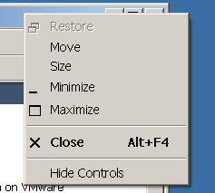 Screenshot of the context menu when the file menu is not hidden